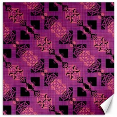 Fuchsia Black Abstract Checkered Stripes  Canvas 12  x 12 