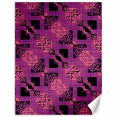 Fuchsia Black Abstract Checkered Stripes  Canvas 12  X 16  by SpinnyChairDesigns