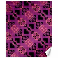 Fuchsia Black Abstract Checkered Stripes  Canvas 16  x 20 