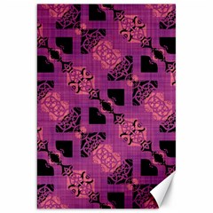 Fuchsia Black Abstract Checkered Stripes  Canvas 20  x 30 