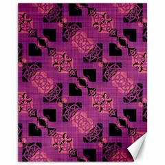 Fuchsia Black Abstract Checkered Stripes  Canvas 11  x 14 