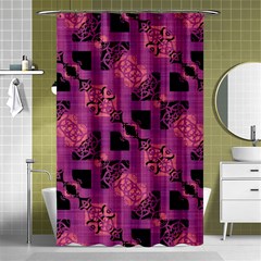 Fuchsia Black Abstract Checkered Stripes  Shower Curtain 48  x 72  (Small) 