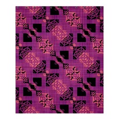 Fuchsia Black Abstract Checkered Stripes  Shower Curtain 60  X 72  (medium)  by SpinnyChairDesigns