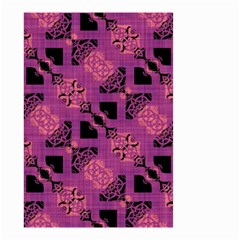 Fuchsia Black Abstract Checkered Stripes  Small Garden Flag (Two Sides)