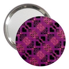 Fuchsia Black Abstract Checkered Stripes  3  Handbag Mirrors