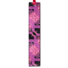 Fuchsia Black Abstract Checkered Stripes  Large Book Marks