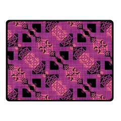 Fuchsia Black Abstract Checkered Stripes  Double Sided Fleece Blanket (Small) 