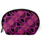 Fuchsia Black Abstract Checkered Stripes  Accessory Pouch (Large) Back