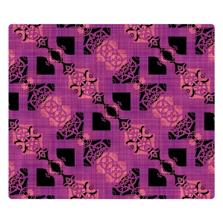 Fuchsia Black Abstract Checkered Stripes  Double Sided Flano Blanket (Small) 