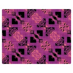 Fuchsia Black Abstract Checkered Stripes  Double Sided Flano Blanket (Medium) 