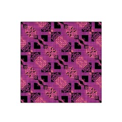 Fuchsia Black Abstract Checkered Stripes  Satin Bandana Scarf