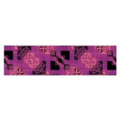 Fuchsia Black Abstract Checkered Stripes  Satin Scarf (oblong) by SpinnyChairDesigns