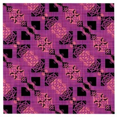 Fuchsia Black Abstract Checkered Stripes  Wooden Puzzle Square