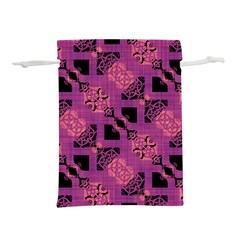 Fuchsia Black Abstract Checkered Stripes  Lightweight Drawstring Pouch (S)