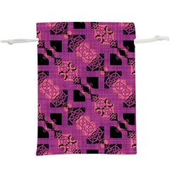 Fuchsia Black Abstract Checkered Stripes   Lightweight Drawstring Pouch (xl)