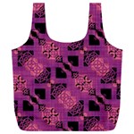 Fuchsia Black Abstract Checkered Stripes  Full Print Recycle Bag (XXXL) Front