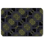 Grey Green Black Abstract Checkered Stripes Large Doormat  30 x20  Door Mat