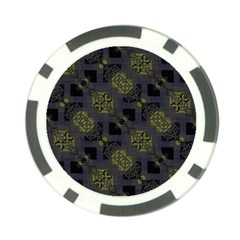 Grey Green Black Abstract Checkered Stripes Poker Chip Card Guard (10 pack)