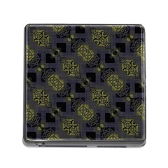 Grey Green Black Abstract Checkered Stripes Memory Card Reader (square 5 Slot) by SpinnyChairDesigns