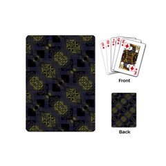 Grey Green Black Abstract Checkered Stripes Playing Cards Single Design (mini) by SpinnyChairDesigns