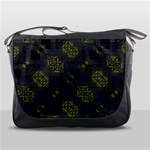 Grey Green Black Abstract Checkered Stripes Messenger Bag Front