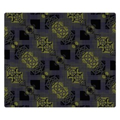 Grey Green Black Abstract Checkered Stripes Double Sided Flano Blanket (small)  by SpinnyChairDesigns