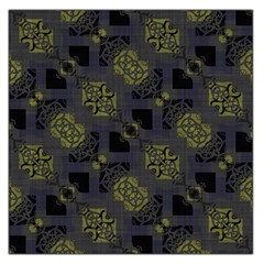 Grey Green Black Abstract Checkered Stripes Large Satin Scarf (square) by SpinnyChairDesigns