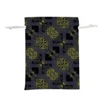 Grey Green Black Abstract Checkered Stripes Lightweight Drawstring Pouch (S) Back