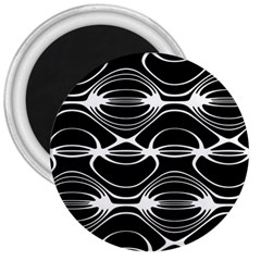 Black And White Clam Shell Pattern 3  Magnets by SpinnyChairDesigns