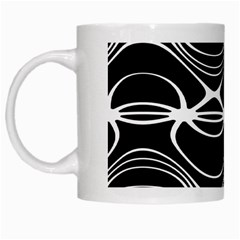 Black And White Clam Shell Pattern White Mugs by SpinnyChairDesigns