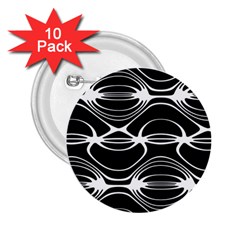 Black And White Clam Shell Pattern 2 25  Buttons (10 Pack)  by SpinnyChairDesigns