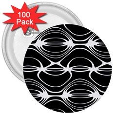 Black And White Clam Shell Pattern 3  Buttons (100 Pack)  by SpinnyChairDesigns