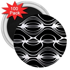 Black And White Clam Shell Pattern 3  Magnets (100 Pack) by SpinnyChairDesigns