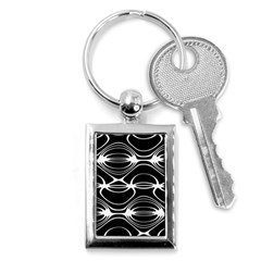 Black And White Clam Shell Pattern Key Chain (rectangle) by SpinnyChairDesigns