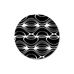 Black And White Clam Shell Pattern Magnet 3  (round) by SpinnyChairDesigns