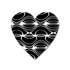 Black And White Clam Shell Pattern Heart Magnet by SpinnyChairDesigns