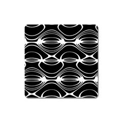 Black And White Clam Shell Pattern Square Magnet by SpinnyChairDesigns