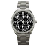 Black and White Clam Shell Pattern Sport Metal Watch Front