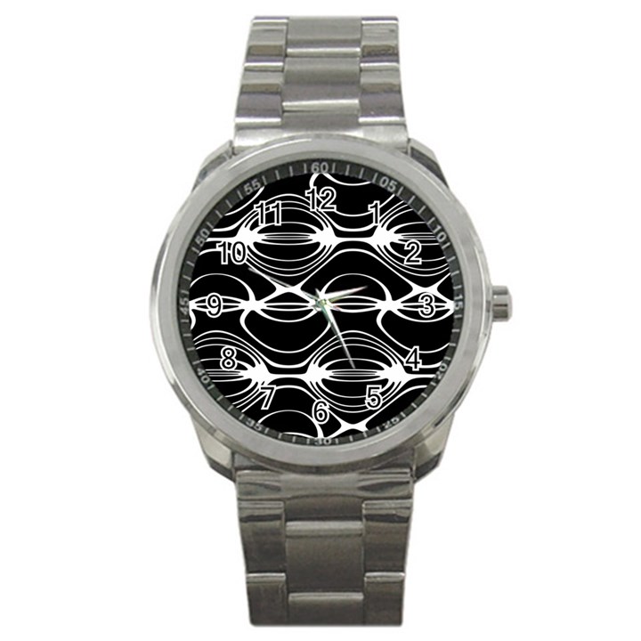 Black and White Clam Shell Pattern Sport Metal Watch