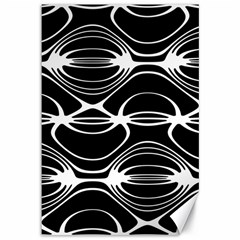 Black And White Clam Shell Pattern Canvas 12  X 18  by SpinnyChairDesigns