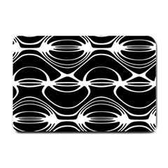 Black And White Clam Shell Pattern Small Doormat  by SpinnyChairDesigns