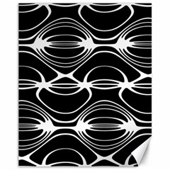 Black And White Clam Shell Pattern Canvas 11  X 14  by SpinnyChairDesigns