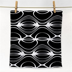 Black And White Clam Shell Pattern Face Towel by SpinnyChairDesigns