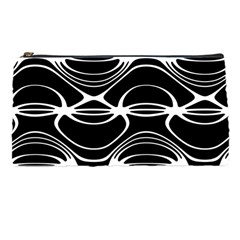 Black And White Clam Shell Pattern Pencil Case by SpinnyChairDesigns