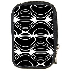 Black And White Clam Shell Pattern Compact Camera Leather Case by SpinnyChairDesigns