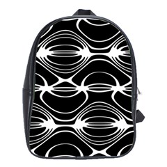 Black And White Clam Shell Pattern School Bag (large) by SpinnyChairDesigns