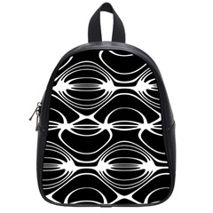 Black And White Clam Shell Pattern School Bag (small) by SpinnyChairDesigns