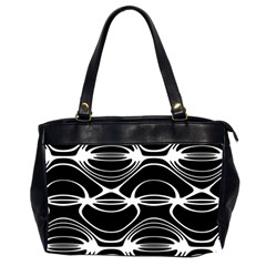 Black And White Clam Shell Pattern Oversize Office Handbag (2 Sides) by SpinnyChairDesigns