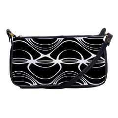 Black And White Clam Shell Pattern Shoulder Clutch Bag by SpinnyChairDesigns