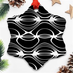 Black And White Clam Shell Pattern Ornament (snowflake) by SpinnyChairDesigns